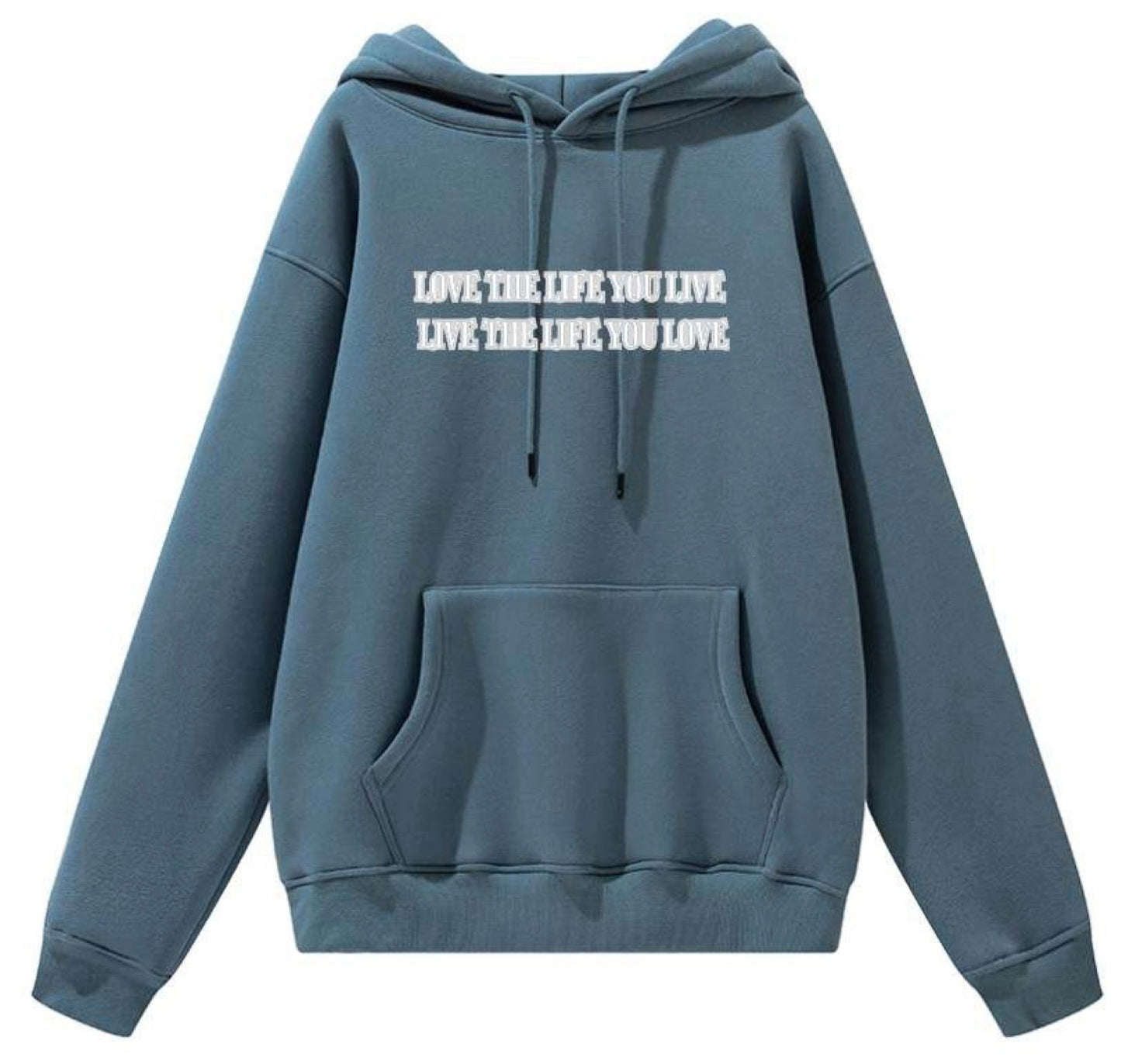 LuxeThread Unisex Heavyweight Cotton Hoodie "Love the Life You Live"