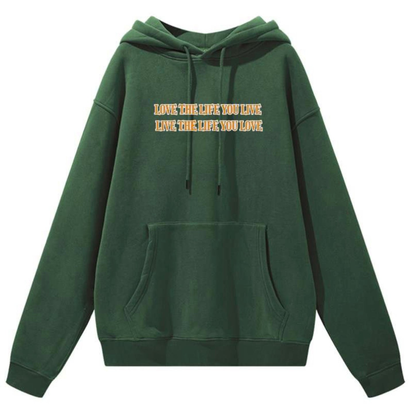 LuxeThread Unisex Heavyweight Cotton Hoodie "Love the Life You Live"